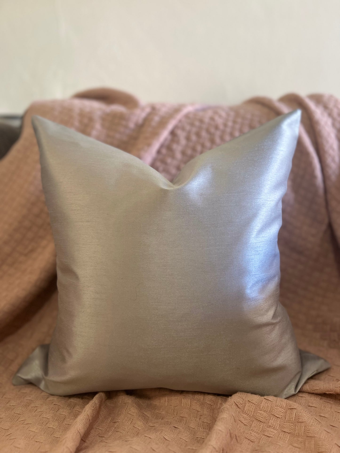 Solid Silver Glam Pillow Cover