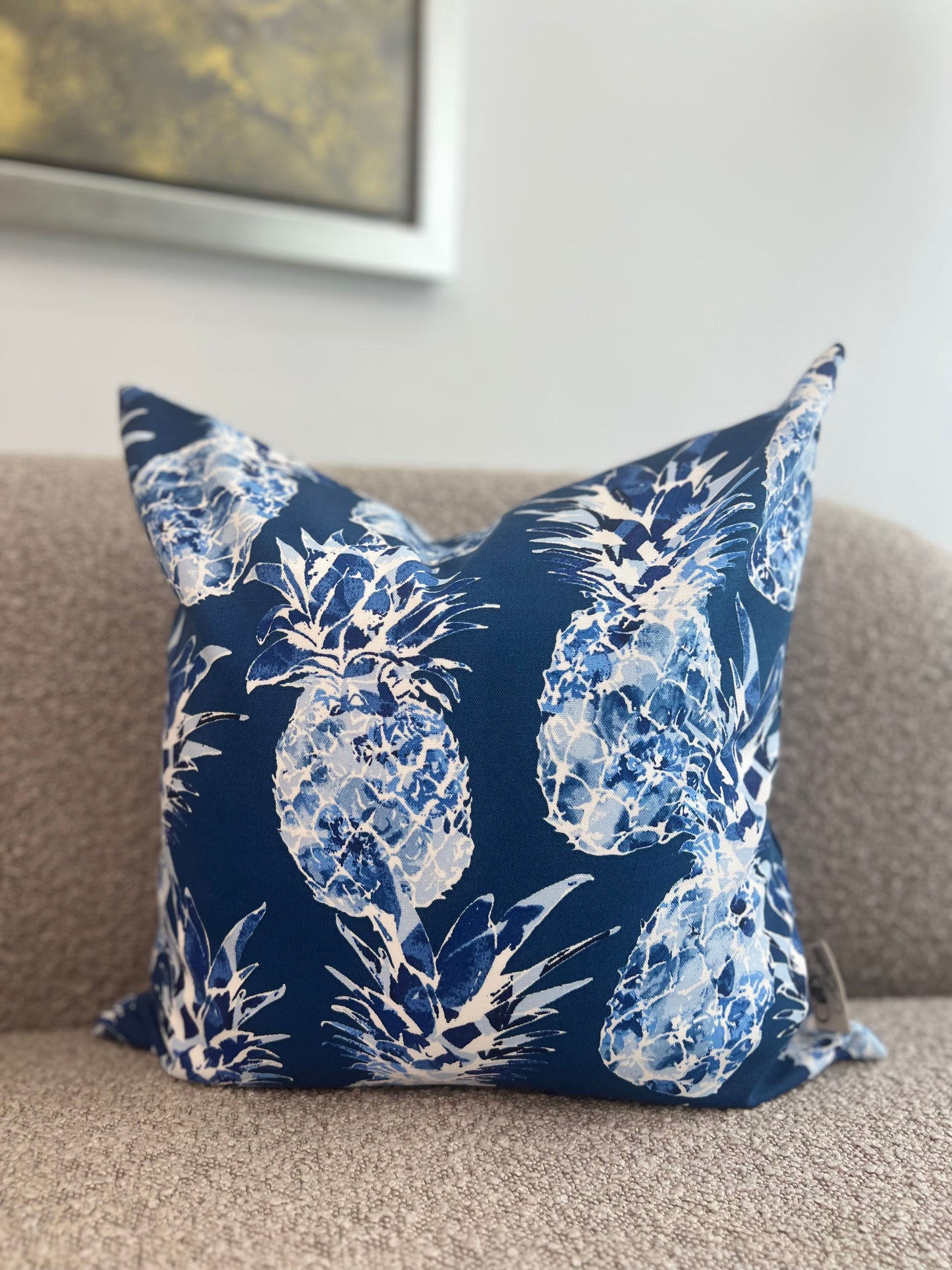Pineapple Blues Pillow Cover - Outdoor Collection