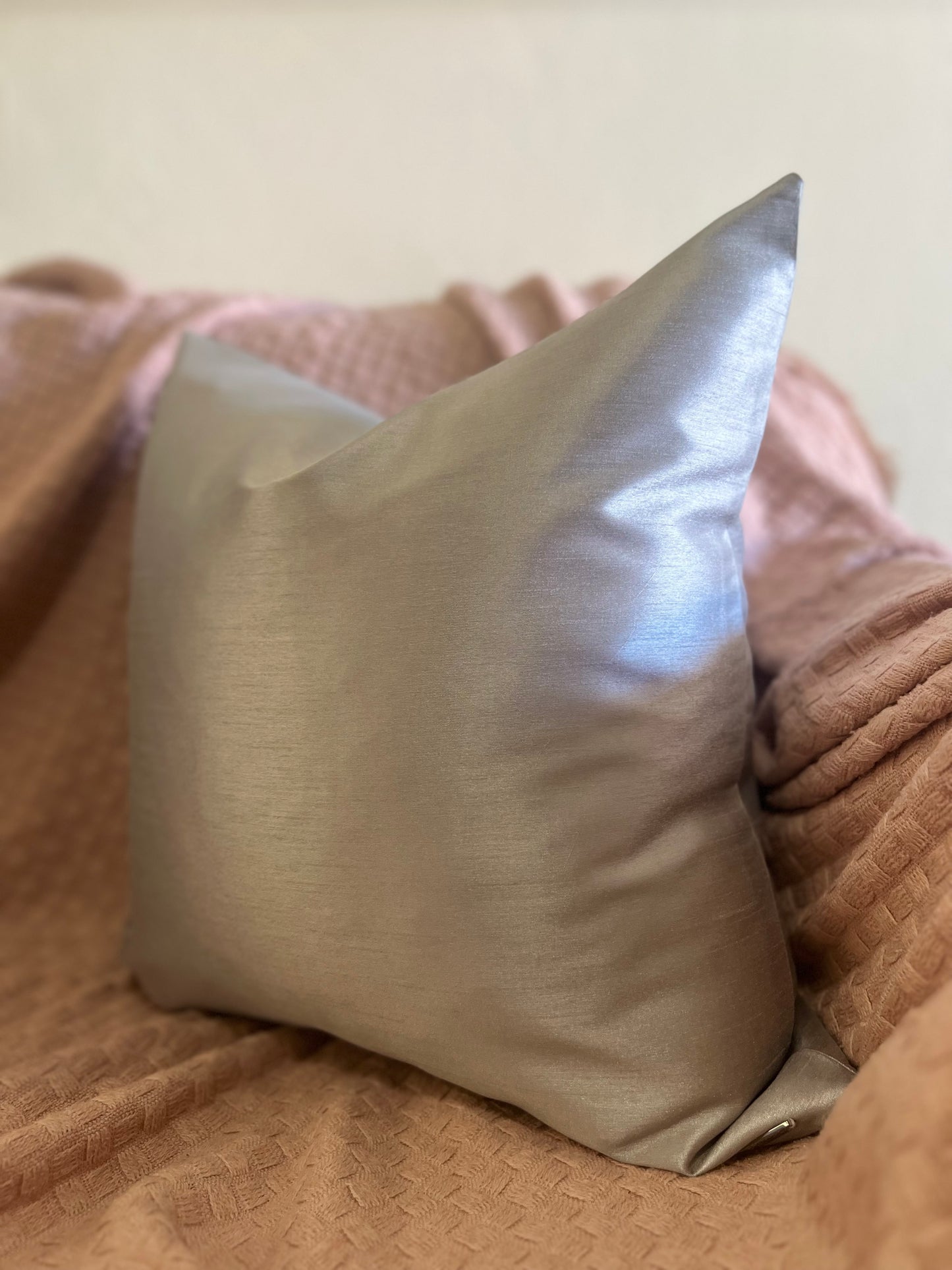 Solid Silver Glam Pillow Cover