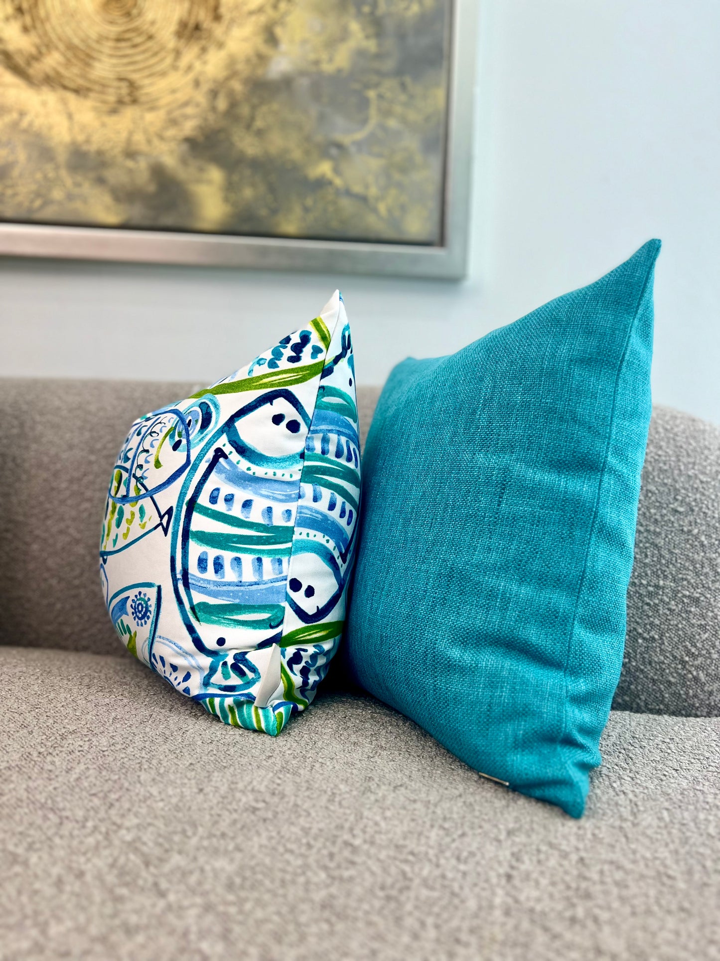 Fishy Blues Pillow Cover - Outdoor Collection