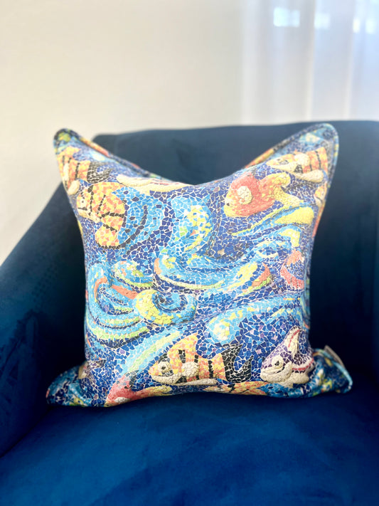Sea Life Mosaic Pillow Cover - Outdoor Collection