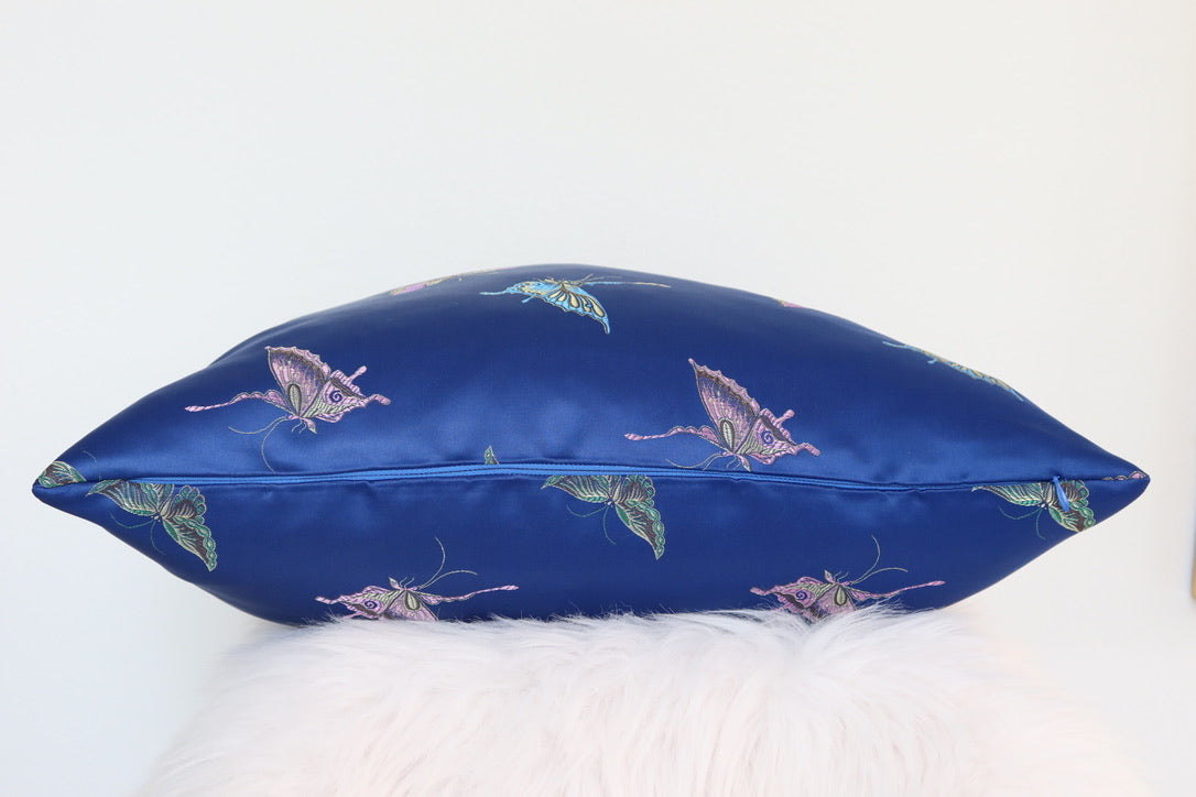 Blue Butterfly Pillow Cover 20"x20"