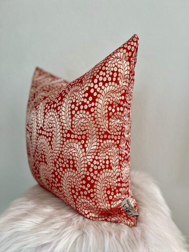 Golden Rouge Paisley Pillow Cover