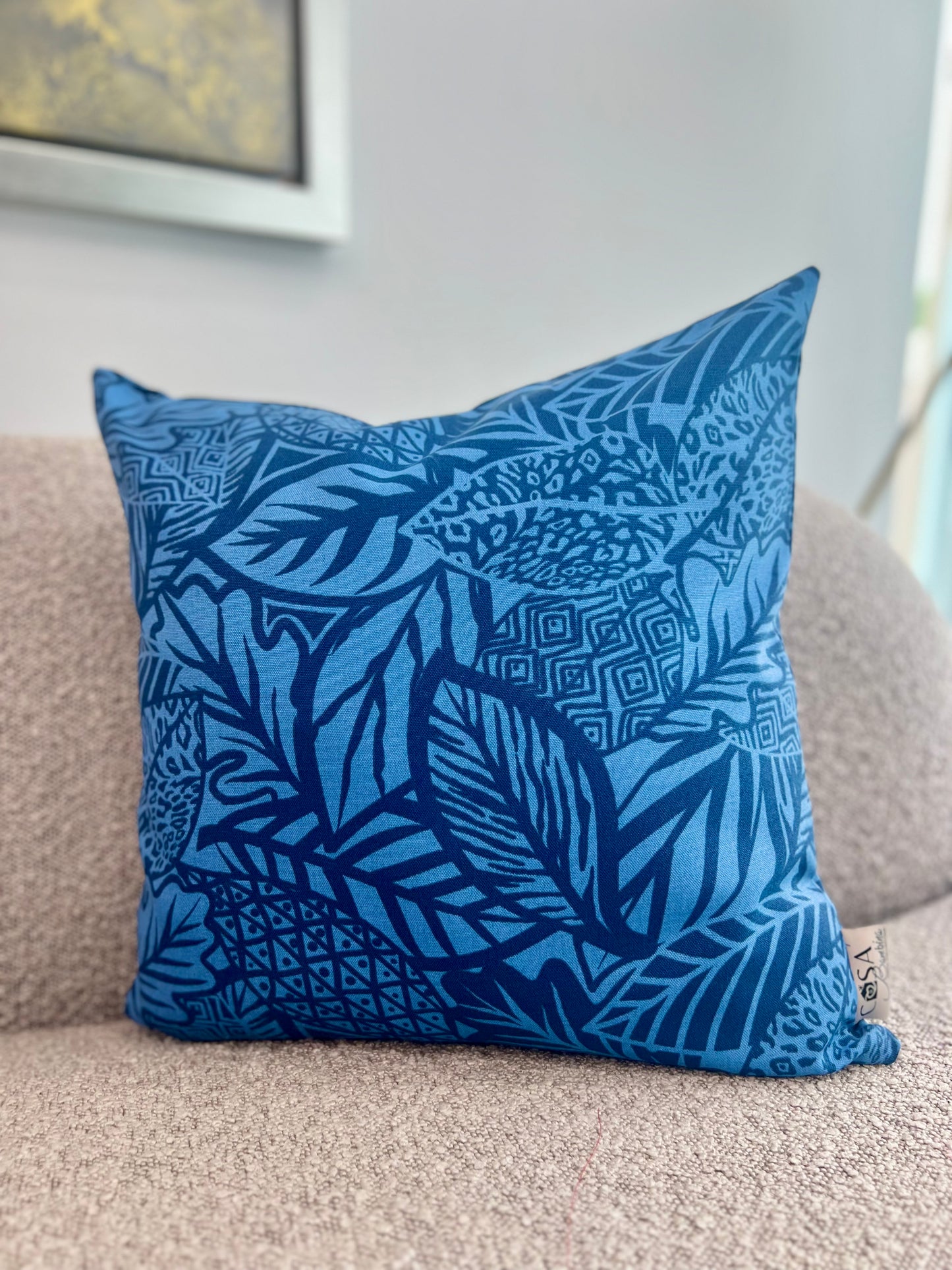 Blue Jungle Art Pillow Cover - Outdoor Collection