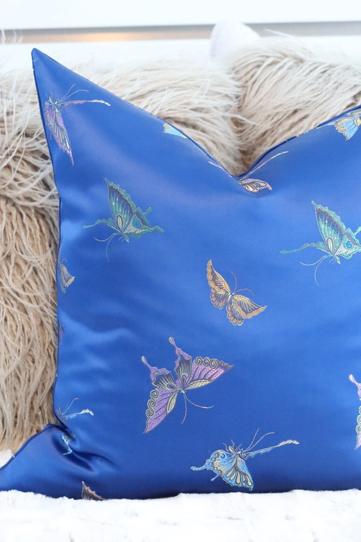 Blue Butterfly Pillow Cover 20"x20"
