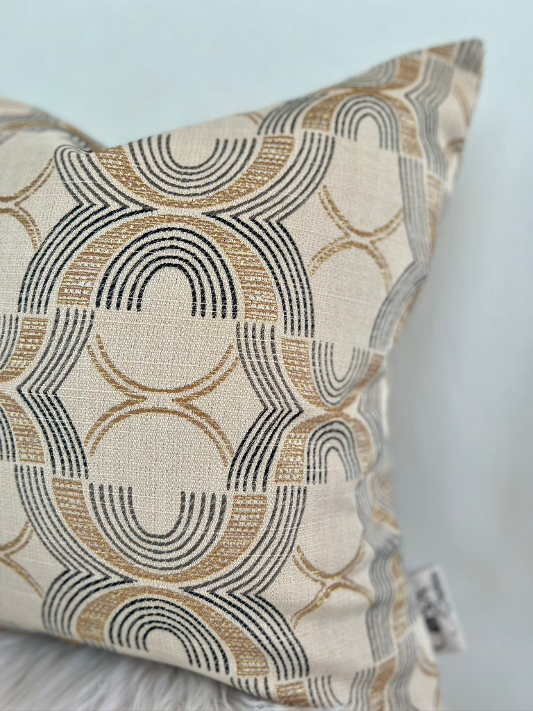 Luxury Arches Pillow Cover - Gold, Black & Beige Aesthetic