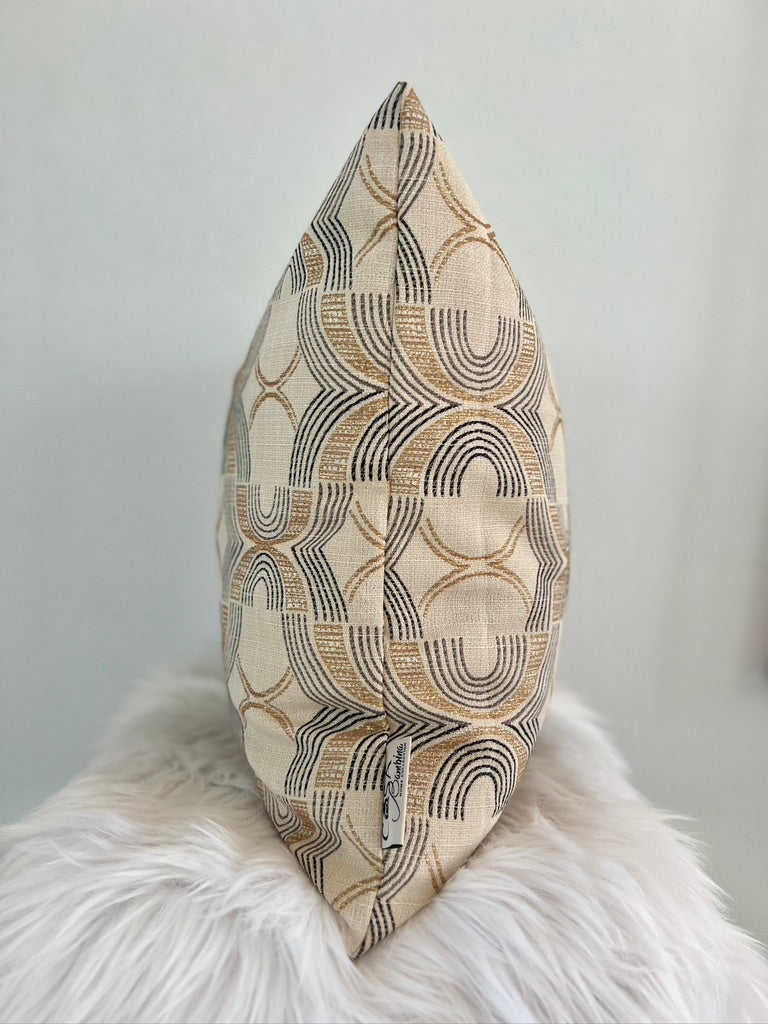 Luxury Arches Pillow Cover - Gold, Black & Beige Aesthetic