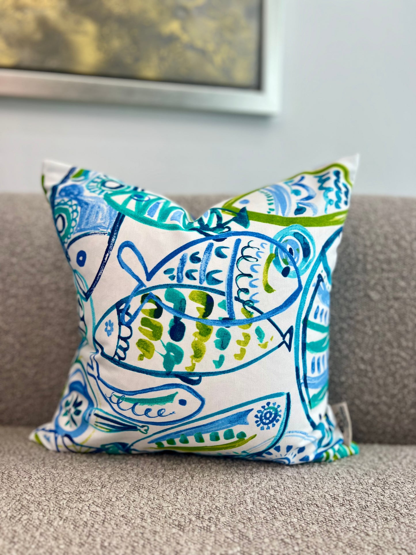Fishy Blues Pillow Cover - Outdoor Collection