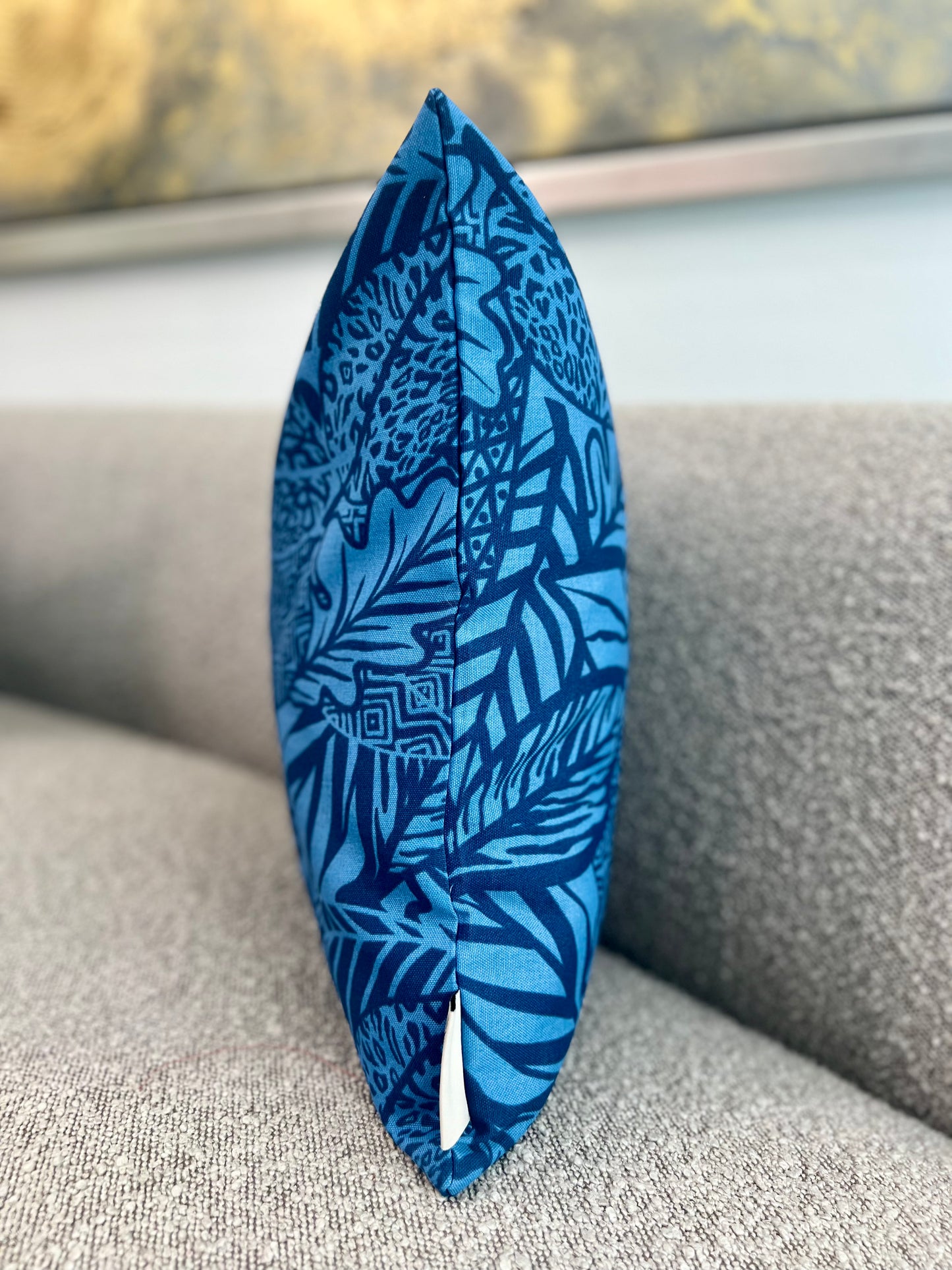 Blue Jungle Art Pillow Cover - Outdoor Collection