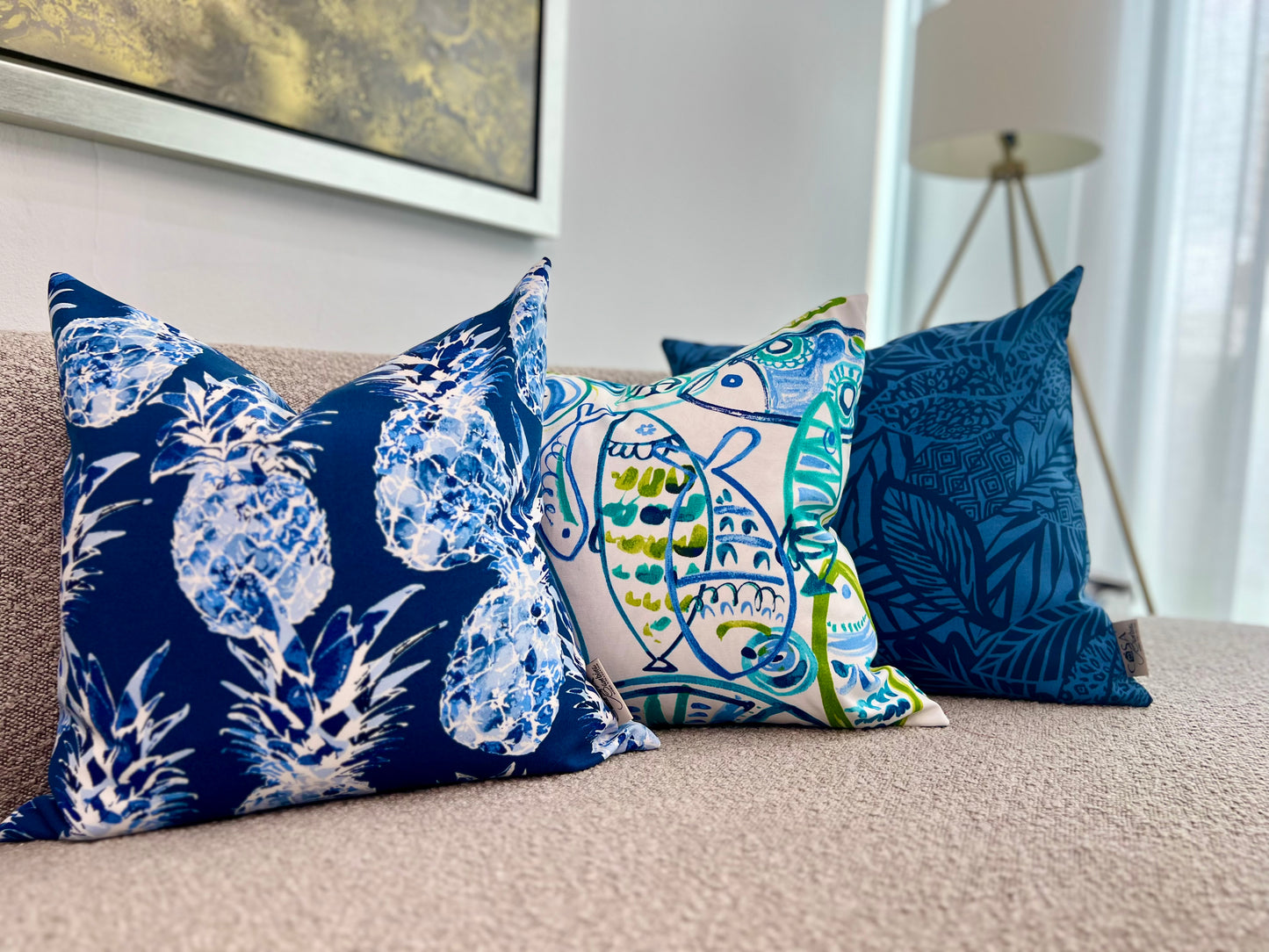 Blue Jungle Art Pillow Cover - Outdoor Collection