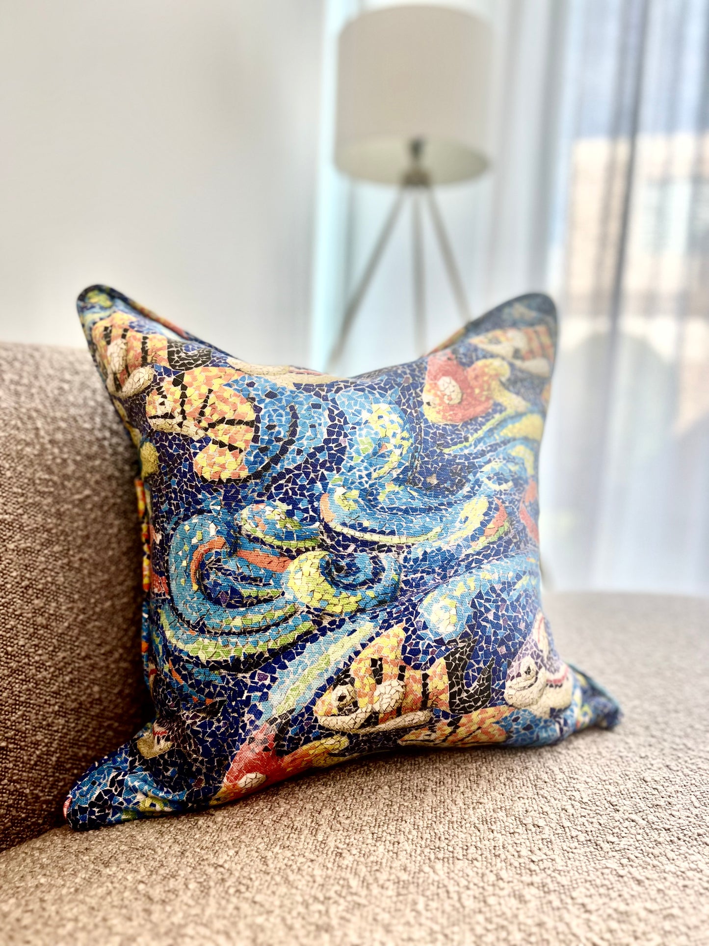 Sea Life Mosaic Pillow Cover - Outdoor Collection