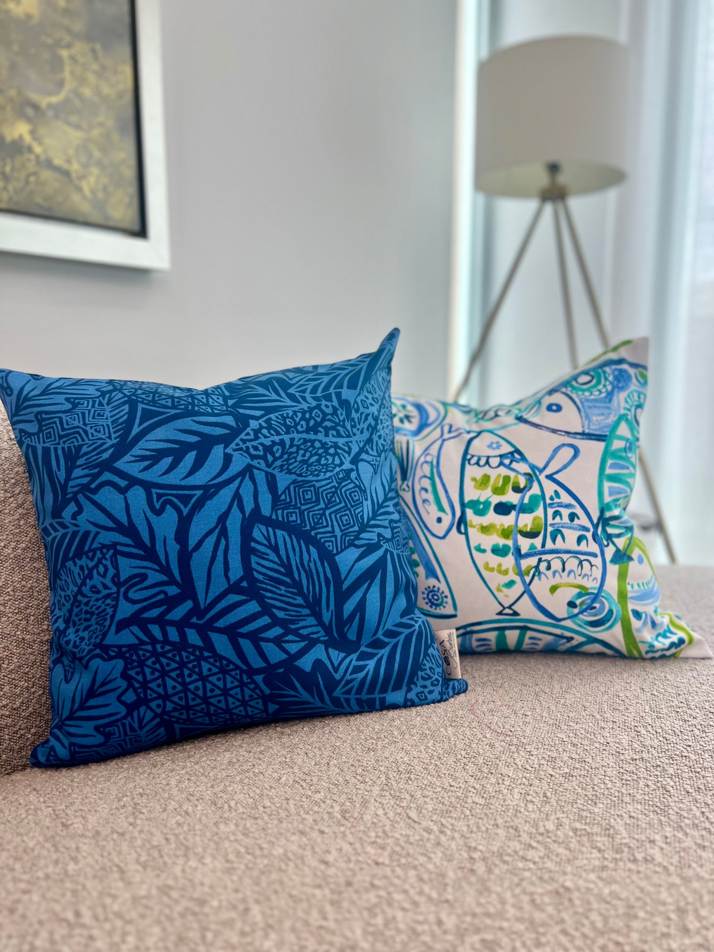 Blue Jungle Art Pillow Cover - Outdoor Collection