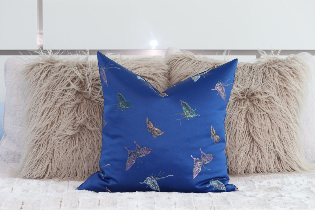 Blue Butterfly Pillow Cover 20"x20"