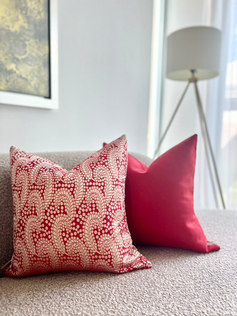 Golden Rouge Paisley Pillow Cover