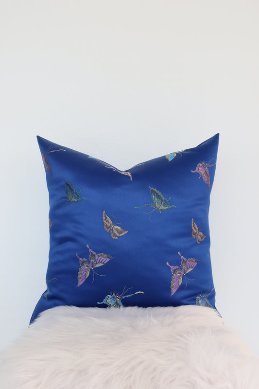 Blue Butterfly Pillow Cover 20"x20"