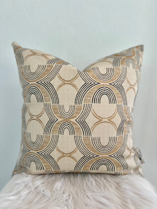 Luxury Arches Pillow Cover - Gold, Black & Beige Aesthetic