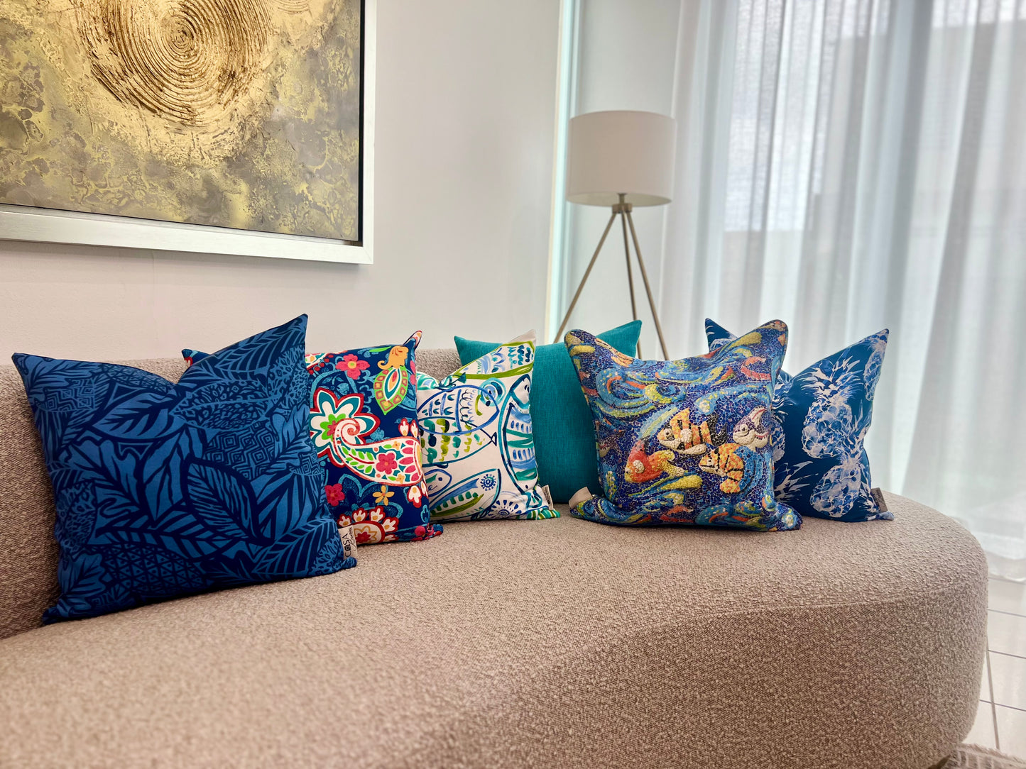 Blue Jungle Art Pillow Cover - Outdoor Collection