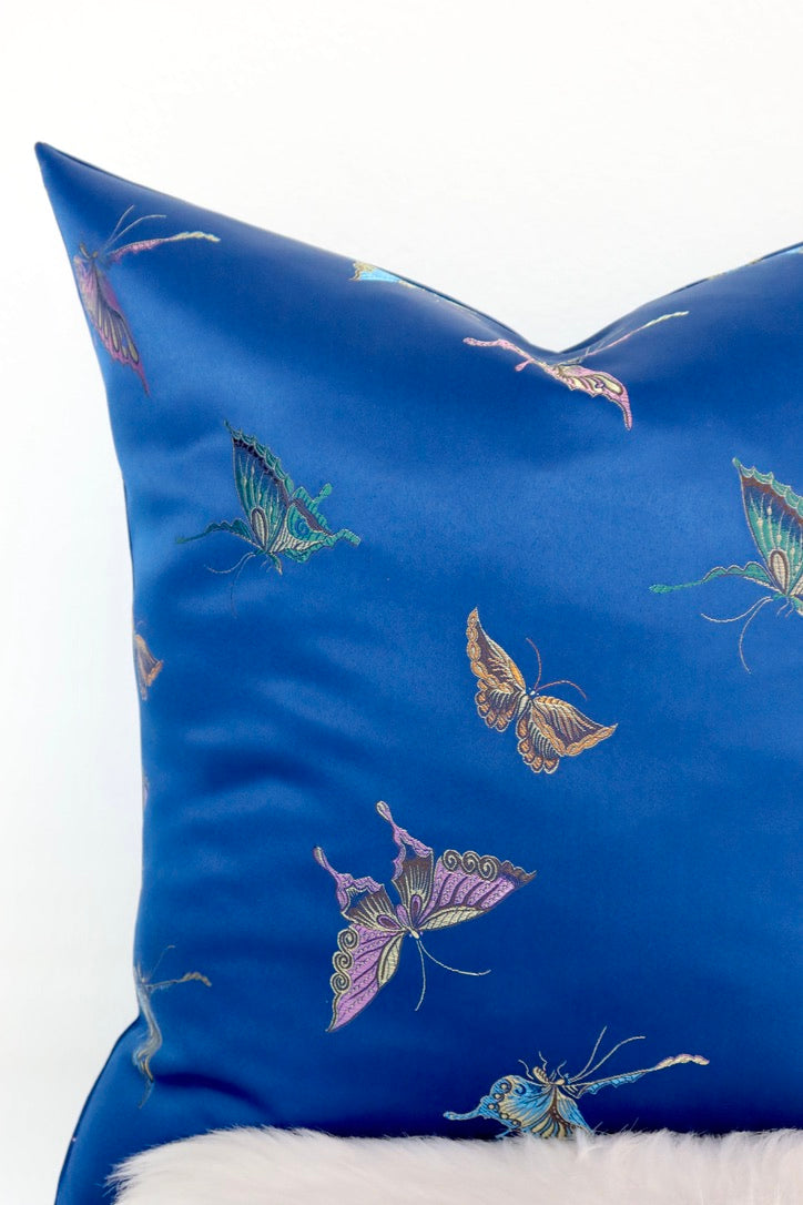 Blue Butterfly Pillow Cover 20"x20"