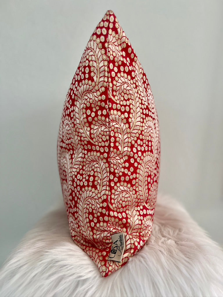 Golden Rouge Paisley Pillow Cover