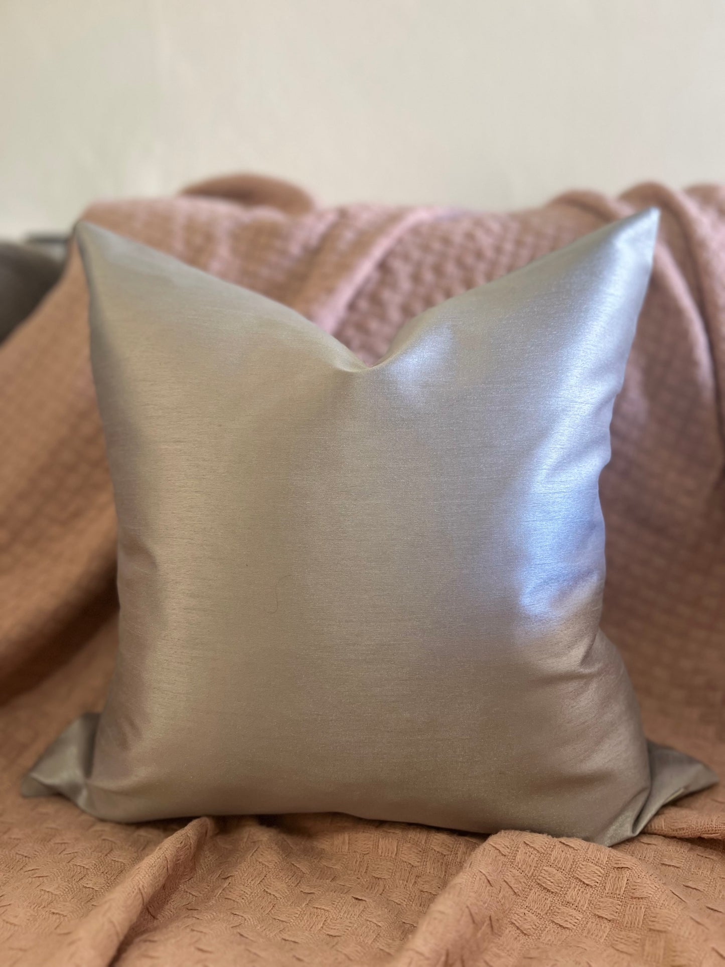 Solid Silver Glam Pillow Cover