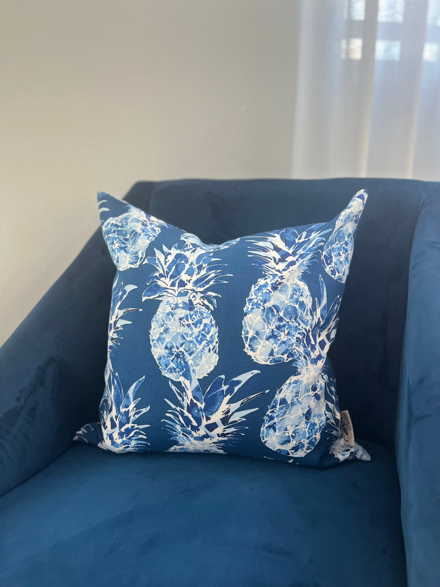 Pineapple Blues Pillow Cover - Outdoor Collection