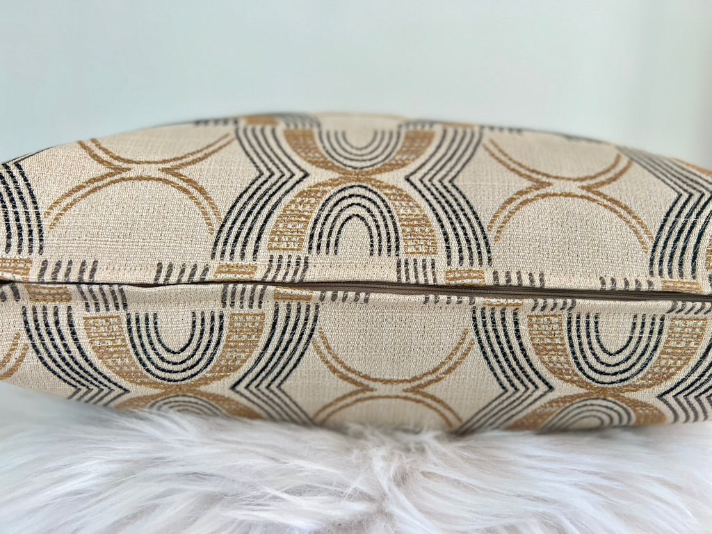 Luxury Arches Pillow Cover - Gold, Black & Beige Aesthetic