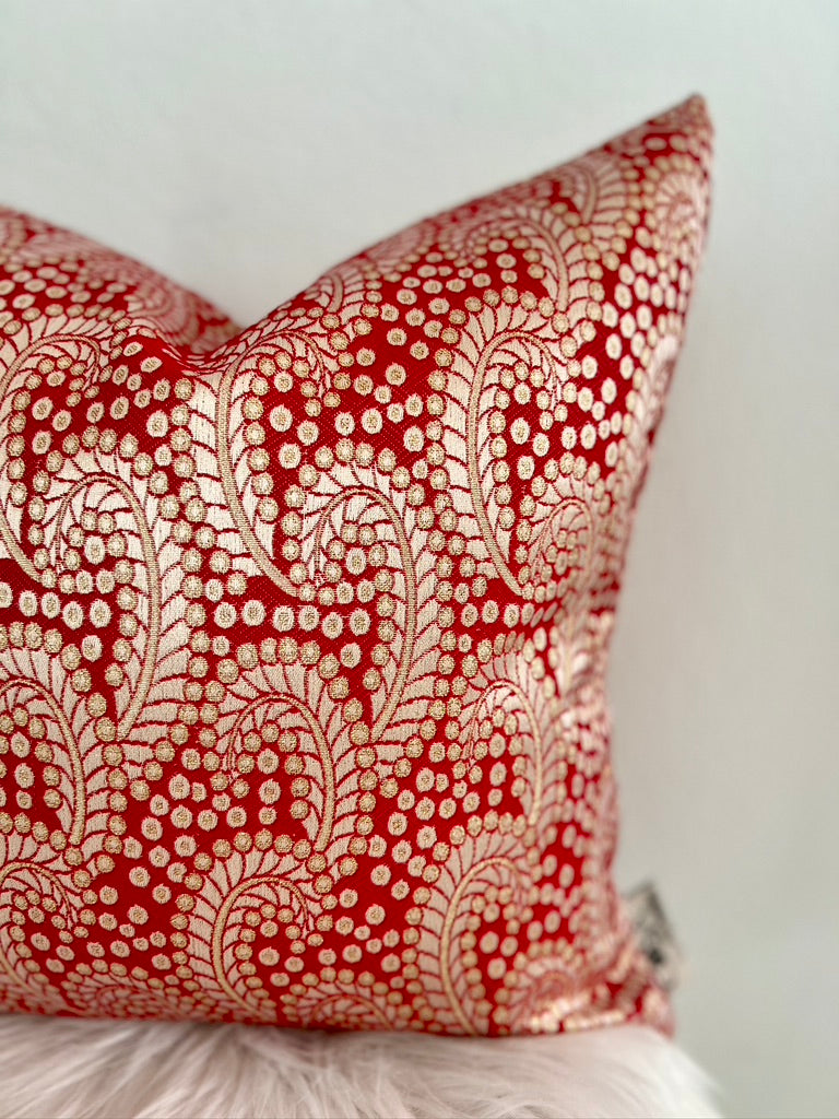 Golden Rouge Paisley Pillow Cover
