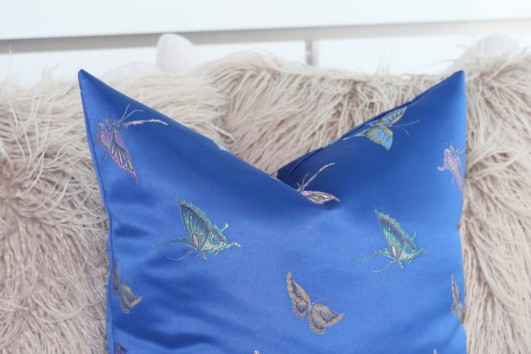 Blue Butterfly Pillow Cover 20"x20"