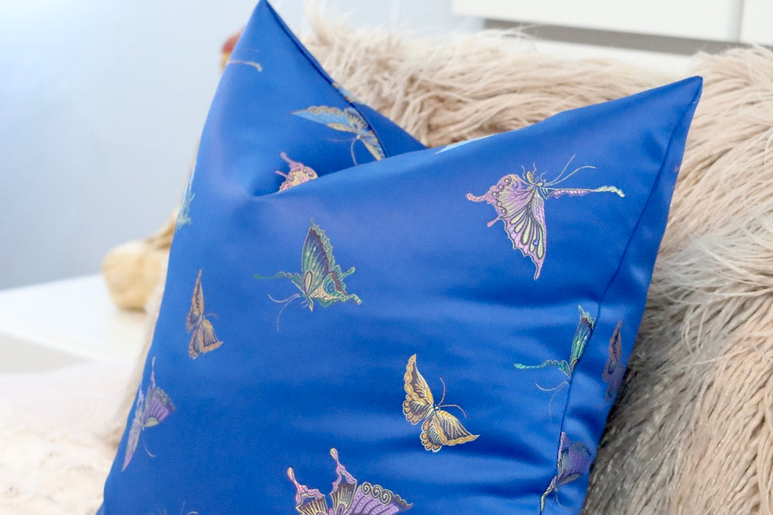 Blue Butterfly Pillow Cover 20"x20"