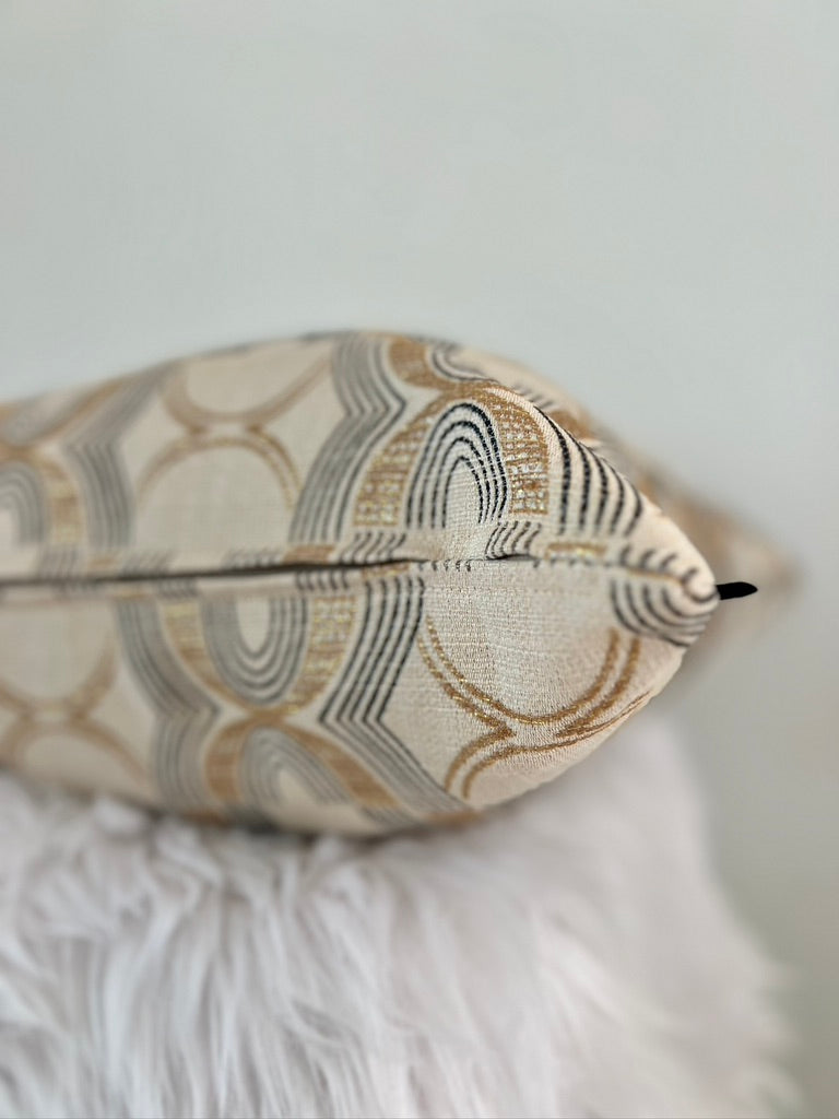 Luxury Arches Pillow Cover - Gold, Black & Beige Aesthetic