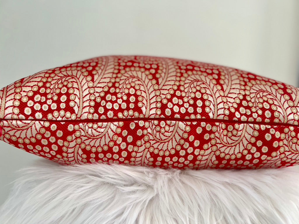 Golden Rouge Paisley Pillow Cover