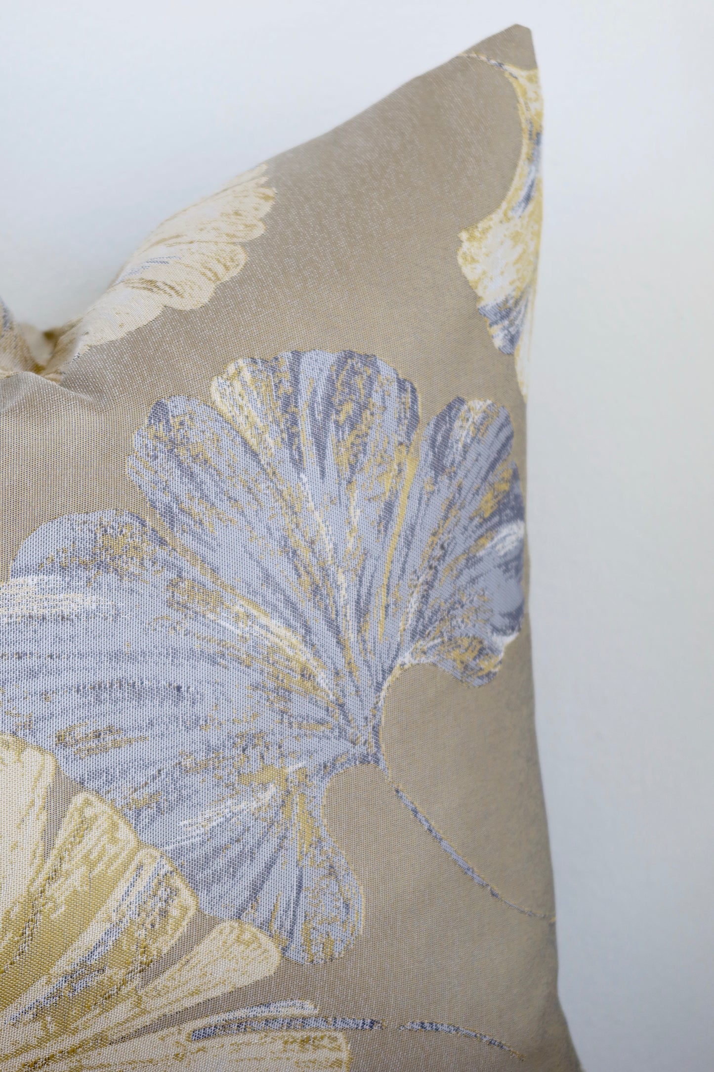 Beige floral print pillow cover 18"x18"