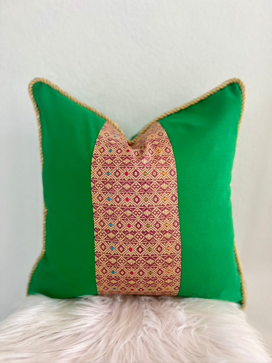 Funda de almohada tailandesa verde
