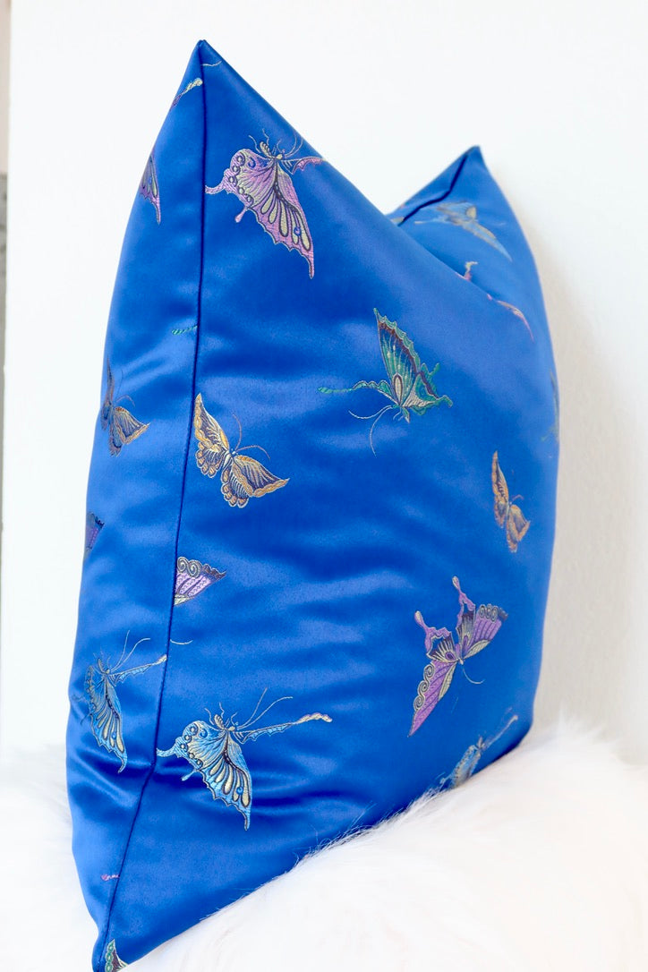 Blue Butterfly Pillow Cover 20"x20"