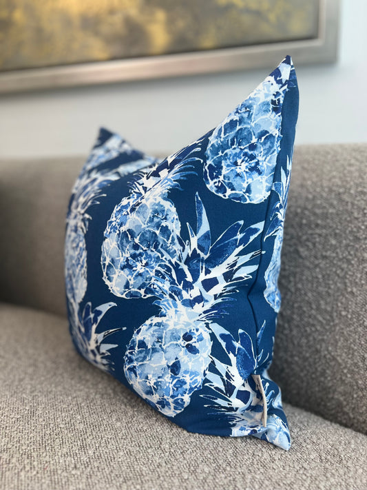 Pineapple Blues Pillow Cover - Outdoor Collection
