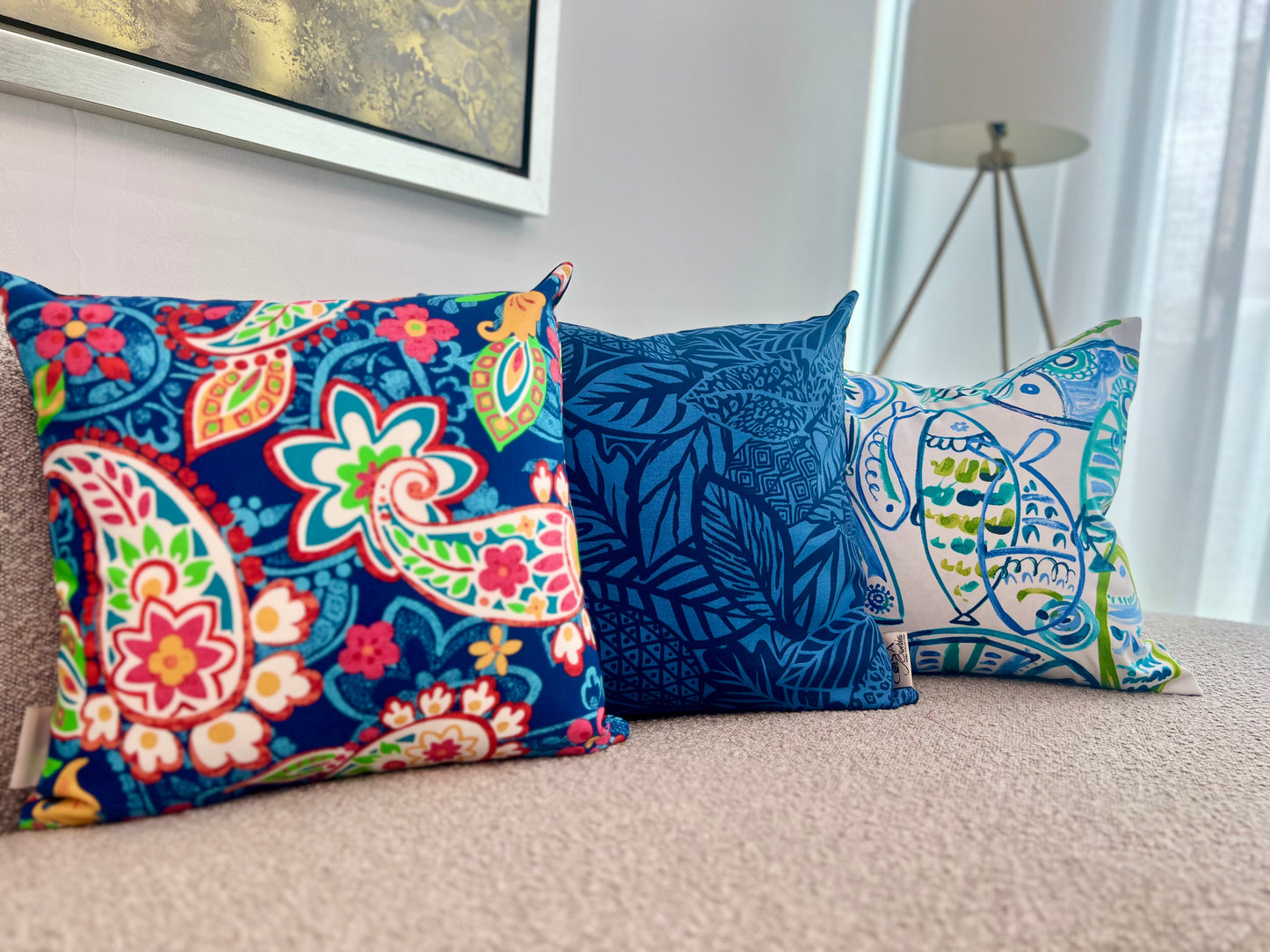 Blue Jungle Art Pillow Cover - Outdoor Collection