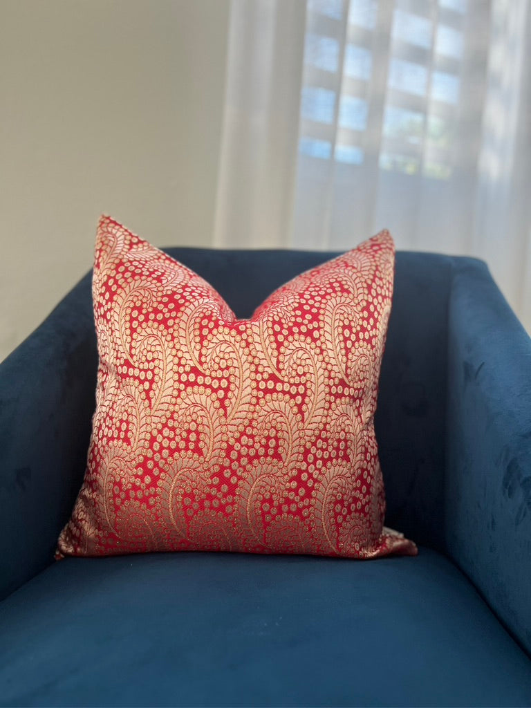 Golden Rouge Paisley Pillow Cover