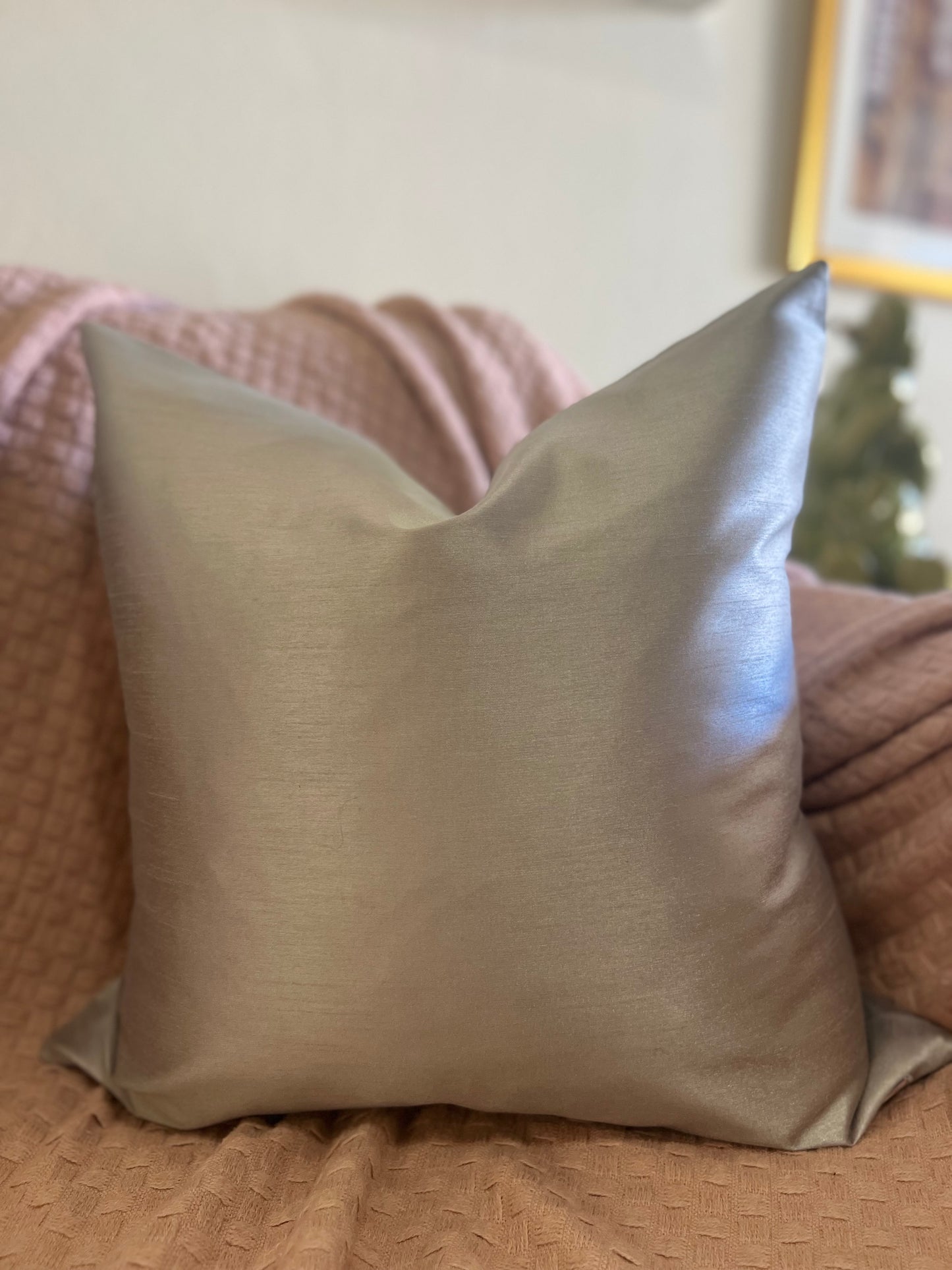 Solid Silver Glam Pillow Cover