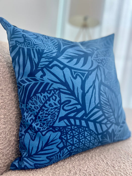 Blue Jungle Art Pillow Cover - Outdoor Collection