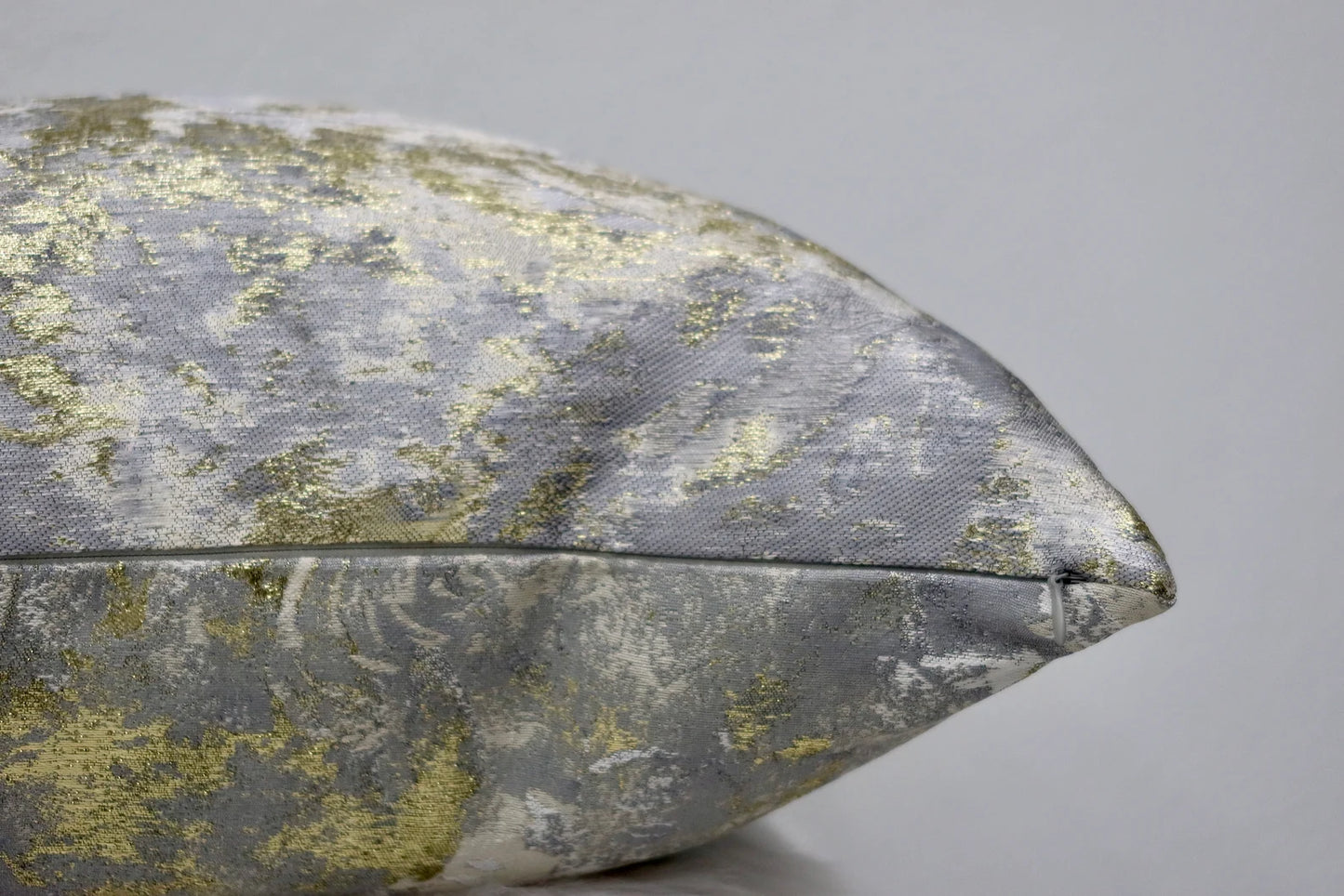 Abstract silver and gold pillow cover with lamé fabric