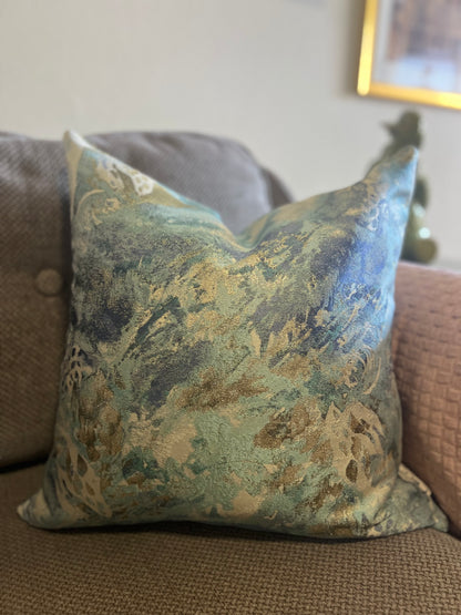 Golden Blue Abstract Pillow Cover