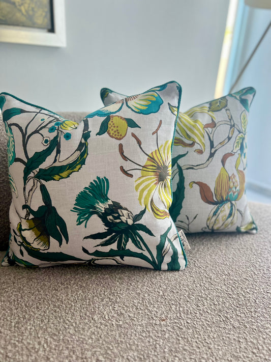 Euphorbia Teal Sky Pillow Cover - Designer Collection